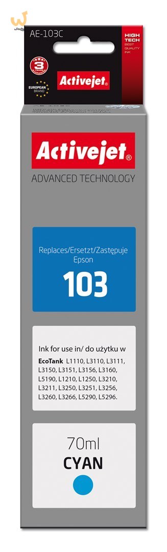 Activejet AE-103C Tusz (zamiennik Epson 103 C13T00S24A; Supreme; 70 ml; błękitny) Activejet AE-103C Tusz (zamiennik Epson 103 C13T00S24A; Supreme; 70 ml; błękitny)