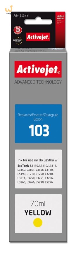 Activejet AE-103Y Tusz (zamiennik Epson 103 C13T00S44A; Supreme; 70 ml; żółty)