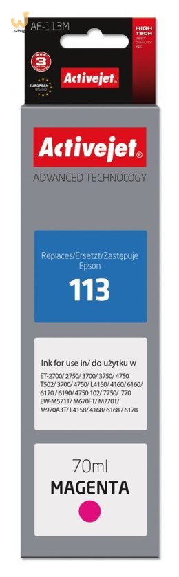Activejet AE-113M Tusz (zamiennik Epson 113 C13T06B340; Supreme; 70ml; czerwony)