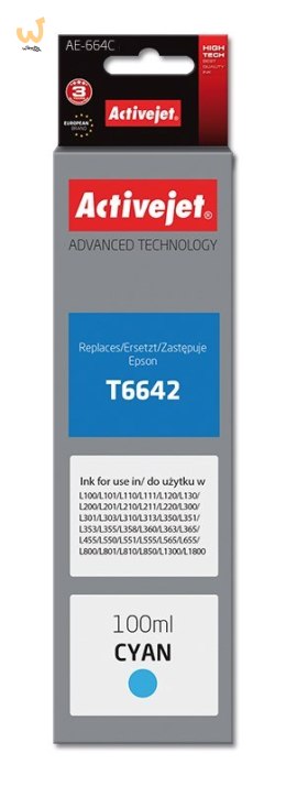 Activejet AE-664C Tusz (zamiennik Epson T6642; Supreme; 100 ml; niebieski)