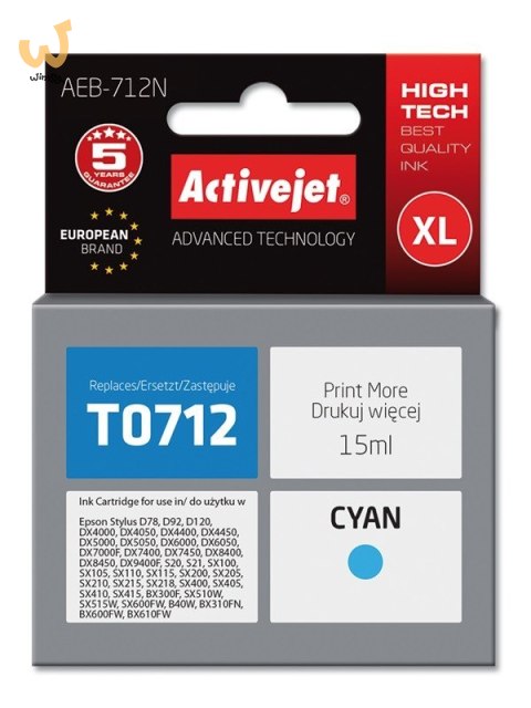 Activejet AEB-712N Tusz (zamiennik Epson T0712, T0892, T1002; Supreme; 15 ml; niebieski) Activejet AEB-712N Tusz (zamiennik Epson T0712, T0892, T1002; Supreme; 15 ml; niebieski)