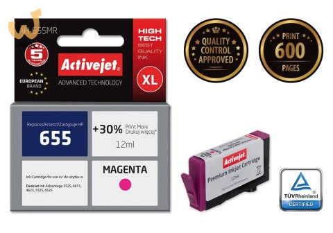 Activejet AH-655MR Tusz (zamiennik HP 655 CZ111AE; Premium; 12 ml; czerwony) Activejet AH-655MR Tusz (zamiennik HP 655 CZ111AE; Premium; 12 ml; czerwony)