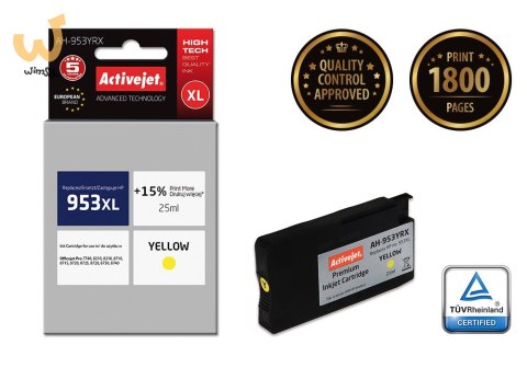 Activejet AH-953YRX Tusz (zamiennik HP 953XL F6U18AE; Premium; 25 ml; żółty) Activejet AH-953YRX Tusz (zamiennik HP 953XL F6U18AE; Premium; 25 ml; żółty)