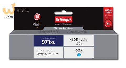 Activejet AH-971CRX Tusz (zamiennik HP 971XL CN626AE; Premium; 100 ml; niebieski)