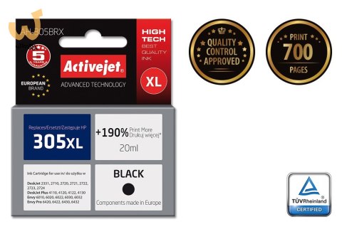 Activejet AH-305BRX Tusz (zamiennik HP 305 XL 3YM62AE; Premium; 20 ml; czarny) Activejet AH-305BRX Tusz (zamiennik HP 305 XL 3YM62AE; Premium; 20 ml; czarny)