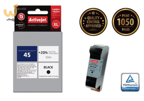 Activejet AH-45R Tusz (zamiennik HP 45 51645A; Premium; 50 ml; czarny) Activejet AH-45R Tusz (zamiennik HP 45 51645A; Premium; 50 ml; czarny)