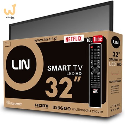 Telewizor TV 32" LIN 32D1700 SMART HD Ready DVB-T2 Telewizor TV 32" LIN 32D1700 SMART HD Ready DVB-T2