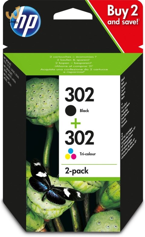 Tusz HP zestaw HP 302+HP 302, HP302+HP302=X4D37AE, zawiera czarny i kolor, F6U66AE+F6U65AE Tusz HP zestaw HP 302+HP 302, HP302+HP302=X4D37AE, zawiera czarny i kolor, F6U66AE+F6U65AE