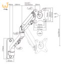 GEMBIRD BIURKOWE REGULOWANE RAMIĘ/UCHWYT NA MONITOR DO MONTAŻU NA ŚCIANIE 17-27, VESA 100X100MM, DO DO 7 KG