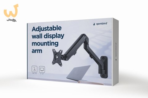 GEMBIRD BIURKOWE REGULOWANE RAMIĘ/UCHWYT NA MONITOR DO MONTAŻU NA ŚCIANIE 17-27, VESA 100X100MM, DO DO 7 KG GEMBIRD BIURKOWE REGULOWANE RAMIĘ/UCHWYT NA MONITOR DO MONTAŻU NA ŚCIANIE 17-27, VESA 100X100MM, DO DO 7 KG