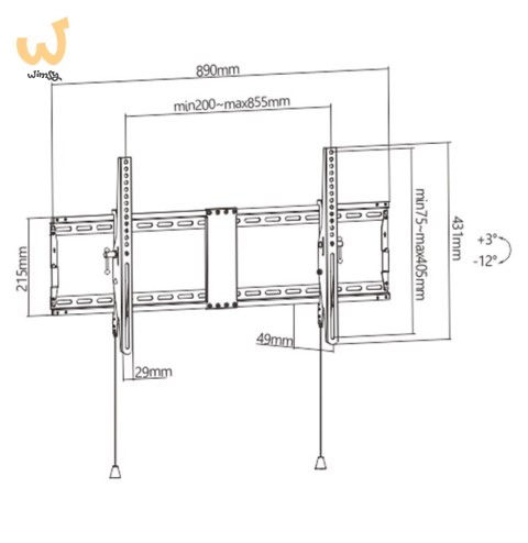 GEMBIRD UCHWYT ŚCIENNY REGULOWANY LCD 43-90 VESA MAX 800 X 400MM, DO 70KG GEMBIRD UCHWYT ŚCIENNY REGULOWANY LCD 43-90 VESA MAX 800 X 400MM, DO 70KG