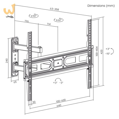 MACLEAN UCHWYT DO TELEWIZORA 37-70" 35KG MAX VESA 600X400 MC-798N