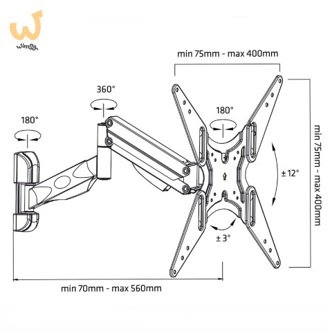 Uchwyt ścienny do telewizora Maclean MC-784 (Obrotowy, ścienne, Uchylny; 32" - 55"; max. 20kg) Uchwyt ścienny do telewizora Maclean MC-784 (Obrotowy, ścienne, Uchylny; 32" - 55"; max. 20kg)