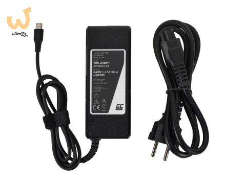 GREEN CELL ZASILACZ / ŁADOWARKA USB-C 90W 5V-9V-12V-15V/3A, 20V/4.5A POWER DELIVERY (AD139P) GREEN CELL ZASILACZ / ŁADOWARKA USB-C 90W 5V-9V-12V-15V/3A, 20V/4.5A POWER DELIVERY (AD139P)