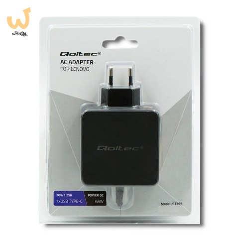 QOLTEC ZASILACZ DO LENOVO | 65W | 20V | 3.25A | SLIM TIP QOLTEC ZASILACZ DO LENOVO | 65W | 20V | 3.25A | SLIM TIP