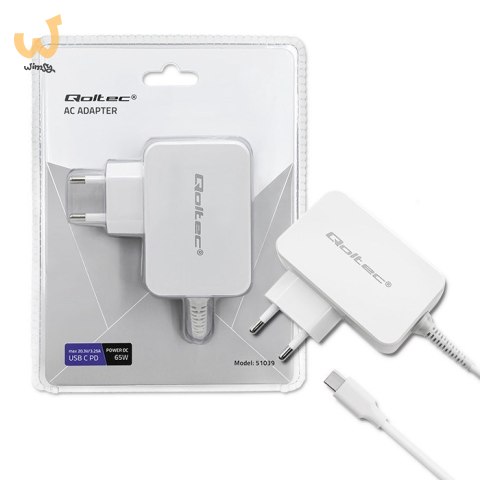 QOLTEC ZASILACZ SIECIOWY 65W | 5-20.3V | 2-3.25A | USB TYP C | PD | BIAŁY QOLTEC ZASILACZ SIECIOWY 65W | 5-20.3V | 2-3.25A | USB TYP C | PD | BIAŁY