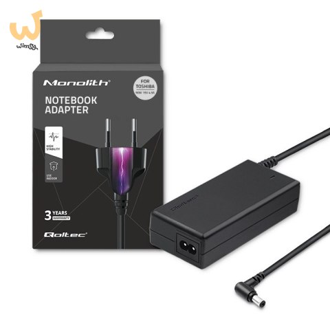 Zasilacz Qoltec 50076.90W do notebooka Toshiba (19 V; 4,9 A; 90W; 5.5 mm x 2.5 mm) Zasilacz Qoltec 50076.90W do notebooka Toshiba (19 V; 4,9 A; 90W; 5.5 mm x 2.5 mm)