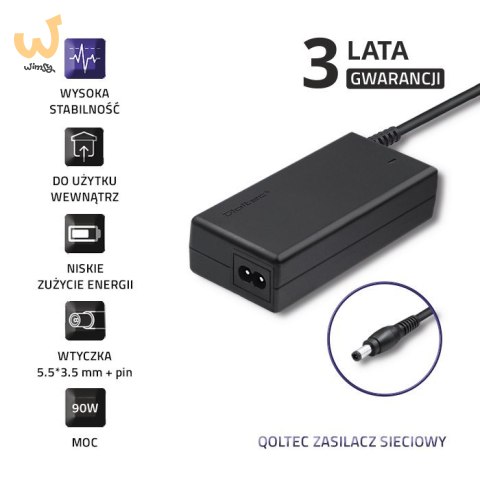 Zasilacz Qoltec 50089.90W do notebooka Samsung (19 V; 4,74 A; 90W; 5.5 mm x 3.5 mm) Zasilacz Qoltec 50089.90W do notebooka Samsung (19 V; 4,74 A; 90W; 5.5 mm x 3.5 mm)