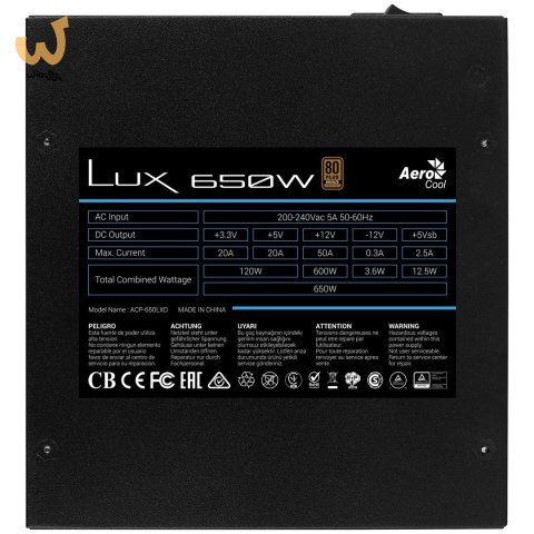 ZASILACZ AEROCOOL PGS LUX 650W 80+ Bronze ZASILACZ AEROCOOL PGS LUX 650W 80+ Bronze