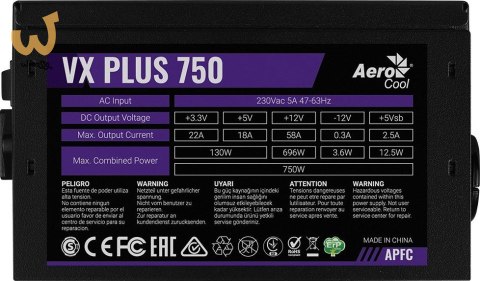 ZASILACZ AEROCOOL PGS VX-750PLUS 750W 80+ BOX ZASILACZ AEROCOOL PGS VX-750PLUS 750W 80+ BOX