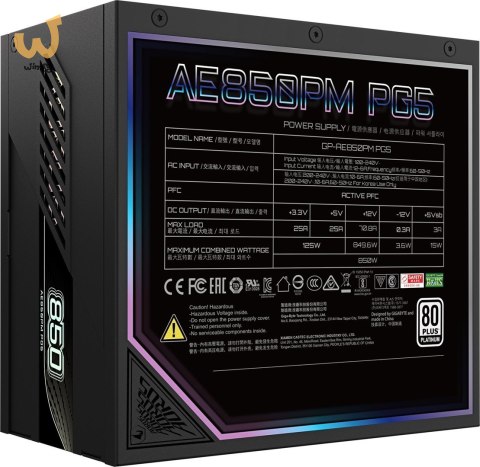 Zasilacz Gigabyte Aorus Elite Platinum ATX 3.1 850W Zasilacz Gigabyte Aorus Elite Platinum ATX 3.1 850W