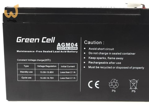 GREEN CELL AKUMULATOR ŻELOWY AGM04 12V 7AH GREEN CELL AKUMULATOR ŻELOWY AGM04 12V 7AH