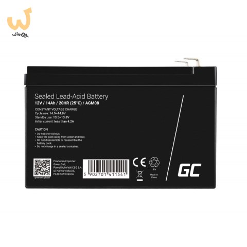 GREEN CELL AKUMULATOR ŻELOWY AGM08 12V 14AH GREEN CELL AKUMULATOR ŻELOWY AGM08 12V 14AH