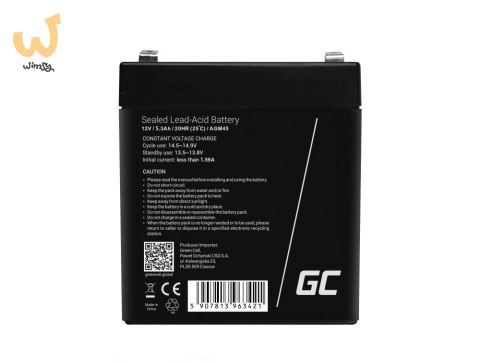 GREEN CELL AKUMULATOR ŻELOWY AGM45 12V 5.3AH GREEN CELL AKUMULATOR ŻELOWY AGM45 12V 5.3AH