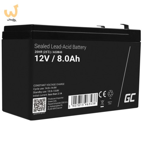GREEN CELL AKUMULATOR ŻELOWY AGM46 12V 8AH