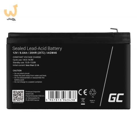GREEN CELL AKUMULATOR ŻELOWY AGM46 12V 8AH GREEN CELL AKUMULATOR ŻELOWY AGM46 12V 8AH