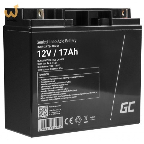GREEN CELL AKUMULATOR ŻELOWY/AGM AGM51 12V 17AH