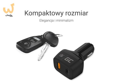 GREEN CELL ŁADOWARKA SAMOCHODOWA USB-C 30W PD + USB GREEN CELL ŁADOWARKA SAMOCHODOWA USB-C 30W PD + USB