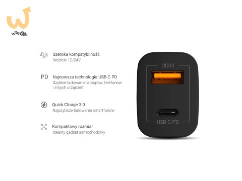 GREEN CELL ŁADOWARKA SAMOCHODOWA USB-C 30W PD + USB GREEN CELL ŁADOWARKA SAMOCHODOWA USB-C 30W PD + USB