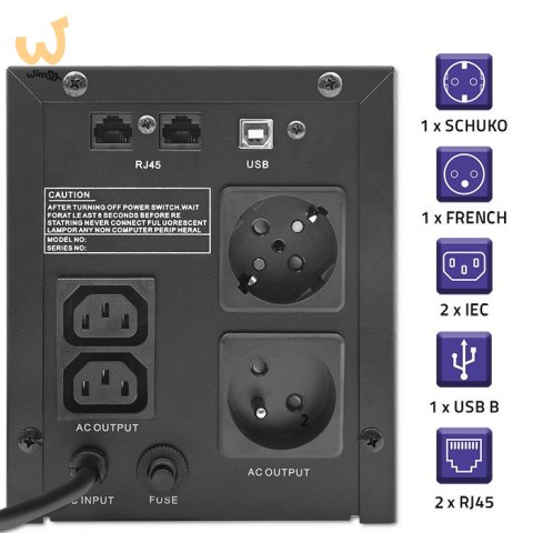 QOLTEC ZASILACZ AWARYJNY UPS LINE INTERACTIVE | MONOLITH | 1500VA | 900W | LCD | USB QOLTEC ZASILACZ AWARYJNY UPS LINE INTERACTIVE | MONOLITH | 1500VA | 900W | LCD | USB