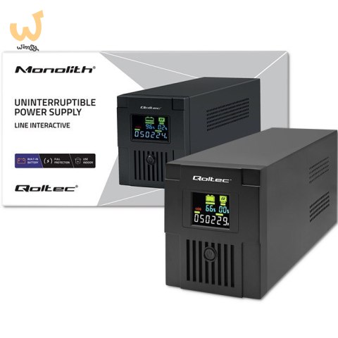 QOLTEC ZASILACZ AWARYJNY UPS LINE INTERACTIVE | MONOLITH | 1500VA | 900W | LCD | USB QOLTEC ZASILACZ AWARYJNY UPS LINE INTERACTIVE | MONOLITH | 1500VA | 900W | LCD | USB