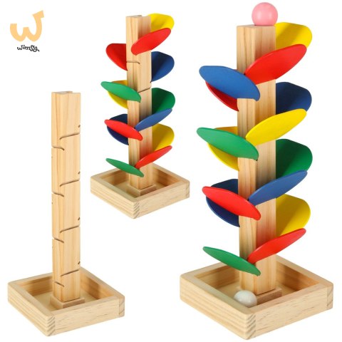 Drzewko edukacyjne klocki drewniane tor kulkowy Kulodrom Montessori Drzewko edukacyjne klocki drewniane tor kulkowy Kulodrom Montessori