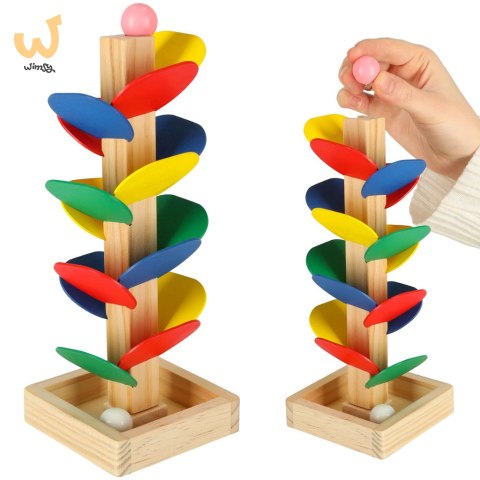 Drzewko edukacyjne klocki drewniane tor kulkowy Kulodrom Montessori Drzewko edukacyjne klocki drewniane tor kulkowy Kulodrom Montessori