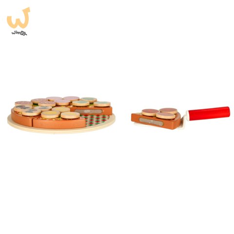 Pizza drewniany zestaw do zabawy z akcesoriami 20cm Pizza drewniany zestaw do zabawy z akcesoriami 20cm