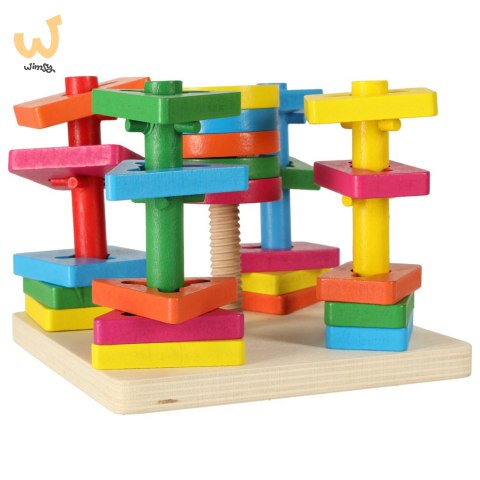 Sorter drewniany układanka zręcznościowa 5 wież Sorter drewniany układanka zręcznościowa 5 wież