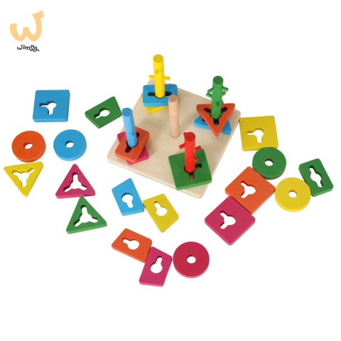 Sorter drewniany układanka zręcznościowa 5 wież Sorter drewniany układanka zręcznościowa 5 wież