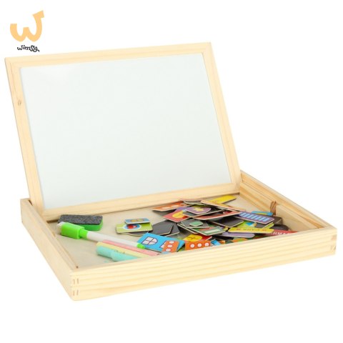 Tablica magnetyczna kredowa wielofunkcyjna miasto + kredka marker gąbka Tablica magnetyczna kredowa wielofunkcyjna miasto + kredka marker gąbka
