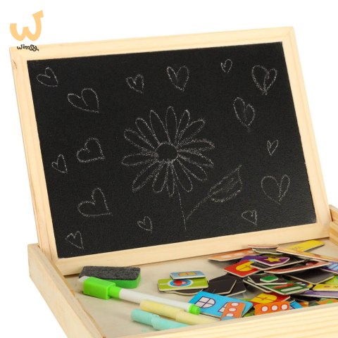 Tablica magnetyczna kredowa wielofunkcyjna miasto + kredka marker gąbka Tablica magnetyczna kredowa wielofunkcyjna miasto + kredka marker gąbka