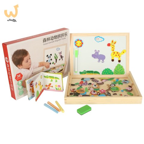 Tablica magnetyczna kredowa wielofunkcyjna zwierzątka + kredka marker gąbka Tablica magnetyczna kredowa wielofunkcyjna zwierzątka + kredka marker gąbka