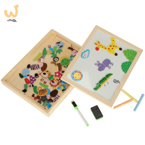 Tablica magnetyczna kredowa wielofunkcyjna zwierzątka + kredka marker gąbka Tablica magnetyczna kredowa wielofunkcyjna zwierzątka + kredka marker gąbka