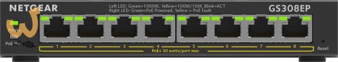 Switch Netgear GS308EP-100PES 8p PoE 62W (PoE+: 8p) Unmanaged Gigabit Switch Netgear GS308EP-100PES 8p PoE 62W (PoE+: 8p) Unmanaged Gigabit