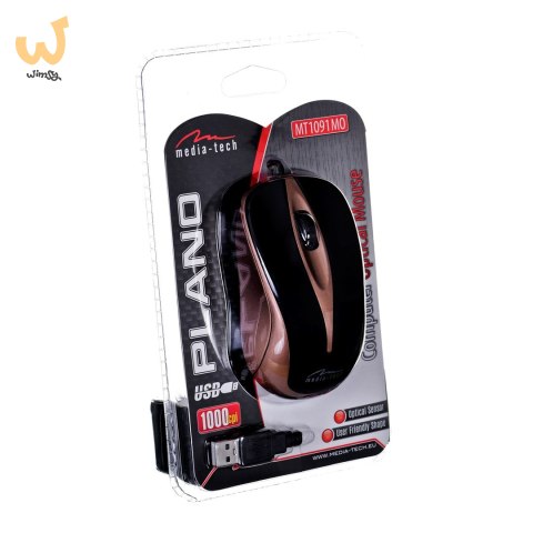 Mysz Media tech MT1091MO (optyczna; 800 DPI; kolor mosiądzu) Mysz Media tech MT1091MO (optyczna; 800 DPI; kolor mosiądzu)