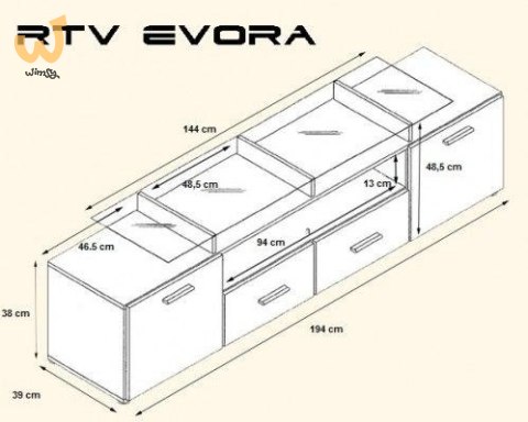 Szafka RTV EVORA 200 biały/szary połysk Szafka RTV EVORA 200 biały/szary połysk