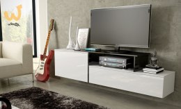 Szafka RTV SIGMA3 180 biały/biały połysk + czarny