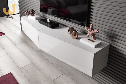 Szafka RTV VIGO SLANT 180cm (2x90) biały/biały poł Szafka RTV VIGO SLANT 180cm (2x90) biały/biały poł