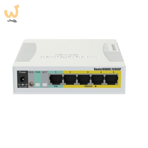 Switch Mikrotik RB260GSP (CSS106-1G-4P-1S) 6p PoE (Passive: 4;) 60W Managed Gigabit Switch Mikrotik RB260GSP (CSS106-1G-4P-1S) 6p PoE (Passive: 4;) 60W Managed Gigabit